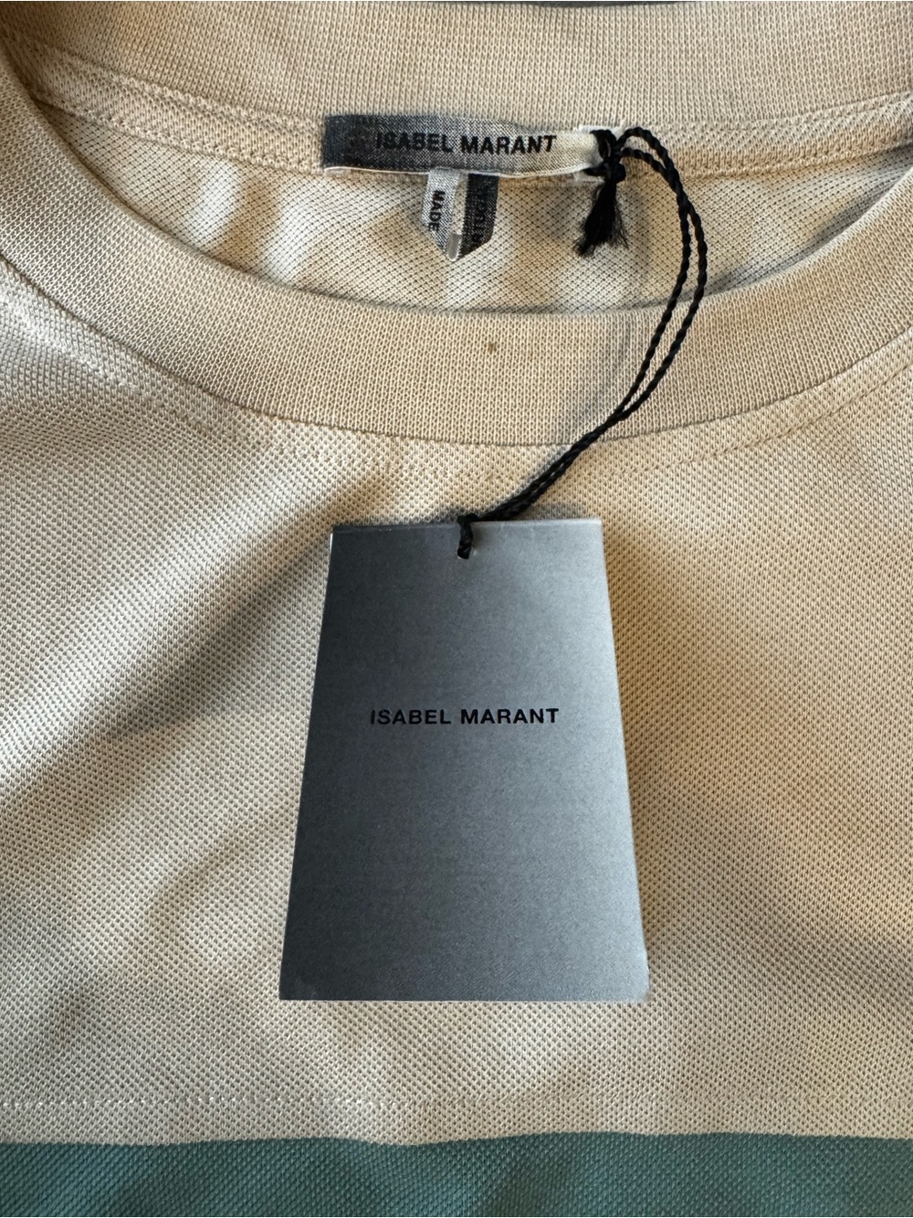 Isabel Marant Beige, Sage & Navy Logo Colorblock Crewneck - Picture 5 of 8